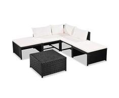 Festnight Gartensofa-Set 15-TLG. | Poly Rattan Lounge Set Lounge Möbel | Lounge Sofa Garnitur | Rattan Gartenmöbel Gartenset | Garten Sitzgruppe | Gartengarnitur | Schwarz und Cremeweiß
