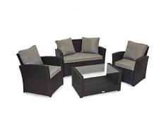 SVITA Roma Gartenmöbel Set Poly-Rattan Möbel Outdoor Lounge Garnitur (Schwarz)