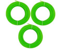 Land-Haus-Shop 3 Rollen Rasentrimmerschnur 2 mm PVC, Kunststoff Rasen Trimmer Schnur Faden, 15m (LHS)