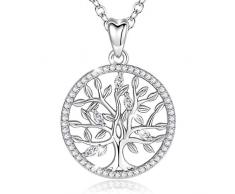 Lebensbaum Kette EUDORA Baum des Lebens Kette S925 Sterling Silber Schmuck Halsketten für Frauen, Bestes Geschenk für Damen Tochter Liebhaber Schwester, 45,7 cm Kette