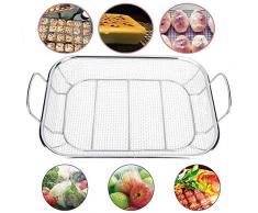 Wifehelper Edelstahl BBQ Grill Korb Grill Mesh Grill Grillschale Netz für Fleisch Fisch Gemüse Garnelen Meeresfrüchte