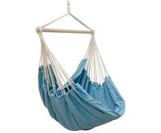 AMANKA Mehrpersonen Hängestuhl XXL Hängematte Familienhängematte max. 150 kg belastbar Riesiger Hängesitz 190x140 cm 100% Baumwolle Hängesessel inkl. Swivel Pazifik Blau