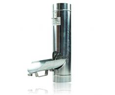Zink Regenrohrklappe 76 mm mit Edelstahl Sieb für Fallrohr - Titanzink Fallrohrklappe als Regensammler für Regentonnen, einfache Montage dank konischer Form & passgenauem Übergang - Inkl. Bleistift