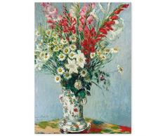 JUNIWORDS Poster, Claude Monet, Blumenstrauß aus Gladiolen, Lilien und Margeriten, 20 x 27 cm