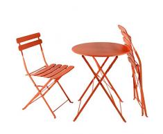 AFP Bistroset 3-teilig orange - Metallmöbel-Set Tisch rund + 2 Stühle klappbar, Balkonset, kleine Gartenmöbel Garnitur Balkonmöbel stabile Ausführung, farbig