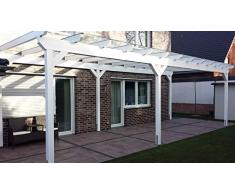 Luxbach GmbH Terrassenüberdachung 600x400 cm / 6x4 m Terrassendach Überdachung Carport Leimholz Pergola BSH Holz Stegplatten 16mm Klar Hohlkammerplatten