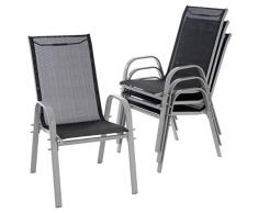 Nexos 4er Set Gartenstuhl Stapelstuhl Stapelsessel Hochlehner Terrasse anthrazit