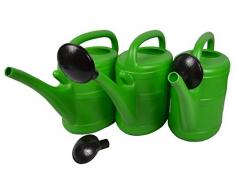 Unbranded 3 X Gießkanne 10 Liter Grün mit Maßeinteilung mit Aufsteckbrause für Garten, Beet, Grab Pflege usw.