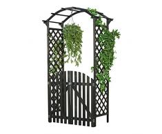 Melko Rosenbogen mit Tor Spalier Rankhilfe für Kletterpflanzen Laubengang Holz Torbogen