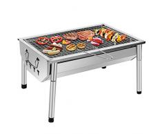 Sunjas Picknickgrill Edelstahl Holzkohlegrill Kleiner Grill Portable Campinggrill Abnehmbare BBQ Grills für Outdoor Garten Party usw. (40 x 28 x 21.5 cm)