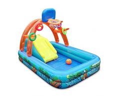 QueenHome Aufblasbarer Wasserpark, aufblasbarer Pool Kinder-Basketball-Spielpool mit Basketballkorb-Wasserrutsche für Kinder Kinder