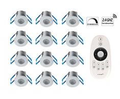 LEDUX 1W LED Mini Einbaustrahler, Aluminium, IP65 Wassergeschützt, 3000K Warmweiß, Dimmbar, Mini-Einbauleuchten für Innen- und Außen, ideal für Terrassendach, Bad, Carport (Silber, 12er-Set)