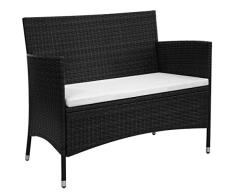 Festnight Polyrattan Gartenbank Sitzbank Parkbank 106 x 60 x 84 cm Schwarz