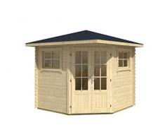 Alpholz 5-Eck Gartenhaus Sunny-B aus Massiv-Holz | Gerätehaus mit 28 mm Wandstärke | Garten Holzhaus inklusive Montagematerial | Geräteschuppen Größe: 250 x 250 cm | Spitzdach