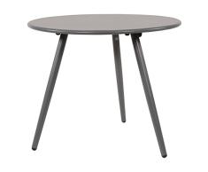 lifestyle4living Beistelltisch aus Metall in grau, Gartentisch rund 45x45 cm, dreibeinig, wetterfest. Ideal als Garten, Balkon-Tisch & Terrassentisch.