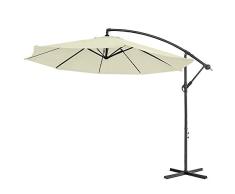 LARS360 Beige Ø300cm Aluminium Sonnenschirm Marktschirm Balkonschirm Gartenschirm Ampelschirm Kurbelschirm Gartenschirm UV40+ Schutz