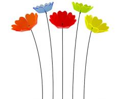 SUNPLAY Sonnenfänger Primel im FARBMIX, 5 Stück zu je 15 cm Durchmesser im Set + 70 cm Schwingstäbe