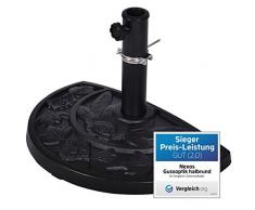 Nexos Schirmständer Sonnenschirmständer Gussoptik Polyresin halbrund Ø 49cm Plattenstärke 6,5cm ca. 9kg Stahlrohr lackiert Reduzierring schwarz