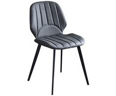 Sessel FHW Schmiedeeisen-Stuhl, moderner Home/Freizeit/Kaffee/Restaurant, Rückenlehne Ledersessel (Color : Gray, Size : 47x45x84CM)