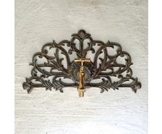 Antikas - Garten-Deko Wand-Ornament mit Wasserhahn Messing - Wandbrunnen Landhausstil