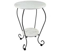 Beistelltisch Blumenhocker Bistrotisch Gartentisch Bistro-Tisch weiß - Marmorplatte - Unikat durch Naturstein - Gestell aus Gusseisen Ø25cm x Ø41cm - 59cm
