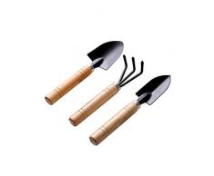 Sprießen Schwarz 3 stücke Set Mini Gartengeräte Schaufel Rechen Spaten Sukkulenten in Blumentopf Gartengeräte Klaue mit Holzgriffen