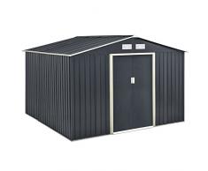 Juskys Metall Gerätehaus XXL mit Satteldachdach, Schiebetür & Fundament | 15m³ | anthrazit | Geräteschuppen Gartenhaus Metallgerätehaus