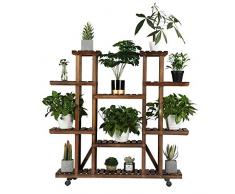 Yaheetech Pflanzenregal Balkon Blumenregal Outdoor Blumentreppe Holz Blumenständer mehrstöckig 124,5 x 33 x 120 cm