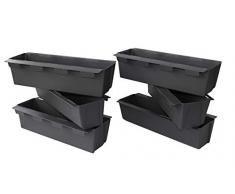 ARTECSIS 6er Set Blumenkästen Pflanzkasten Balkonkasten anthrazit Kunststoff Einsatz für Europaletten