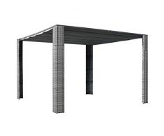 Festnight- Pavillon/Partyzelt Garten Pavillon mit Dach Schiebedach Wasserfest für Garten/Party/Hochzeit/Picknick/Markt Poly Rattan 300×300×200 cm Grau Anthrazit