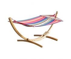ASS 320cm Hängematte mit Hängemattengestell Blanca-Rojo Hängematte mit Gestell aus Holz Lärche Natur mit Stabhängematte
