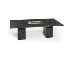 Studio 20 Vulcano Gartentisch 240x100x75 cm mit Brenner Granittisch Tischkamin Pearl Black satiniert