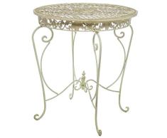 aubaho Gartentisch Tisch 73cm Garten Eisen Antik-Stil Gartenmöbel Creme Weiss Iron