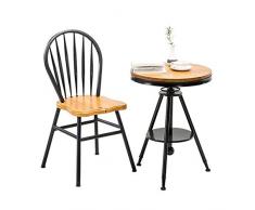 Xinyexinwang Tisch und Stuhl, Hubtisch, ergonomisches Design, Massivholz und Schmiedeeisen Kombination, abnehmbare, geeignet für Büro, Konferenzraum, Wohnzimmer, Cafe,Table+Chair*2