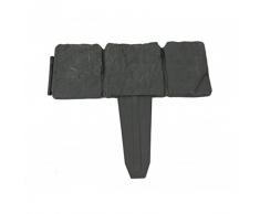 10er Beeteinfassung Schiefersteinoptik Beet Umrandung Schiefer Optik Kunststoff 25x23cm Erdspieß grau