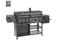 Jamestown DRAKE Kombistation mit Smoker, Gas- und Holzkohle-Funktion inkl. Infrarot-Brenner | Hochwertiger Grill für jeden Geschmack