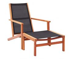 Tidyard Gartenliege Stuhl Gartenstuhl Gartenstuhl-Set aus Eukalyptus-Massivholz Mit Fußablage,Relaxsessel Stuhl Garten-Loungeset Mit Armlehnen für Garten, Balkon & Terrasse,Schwarz