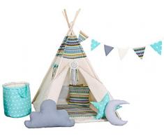 Golden Kids Kinder Spielzelt Teepee Tipi Set für Kinder drinnen draußen Spielzeug Zelt Indianer Indianertipi Tipi mit & ohne Zubehör (mit Zubehör (klein), Apache)