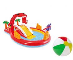 Bavaria Home Style Collection Aufblasbares Playcenter Spielcenter Wasserspielzeug Dino Kinder-Spiel-Pool mit Wasserrutsche und Wasser Sprüher XL ab 3 Jahren Spielzeug für Garten Outdoor