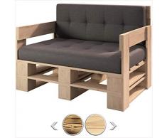 sunnypillow palettenmöbel Europaletten Indoor und Outdoor Lounge gartenmöbel Holz gartenmöbel Set Lounge möbel Terrasse Balkon loft Stil Paletten Palette Natur Sofa 120 x 60 cm Höhe : 30 cm