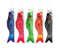 Sookg Karpfenfahne Windsack Karpfen Bunte japanische Art Mini Koinobori Geschenke Fisch Wind Streamer Home Party Dekorationen5-teiliges Set
