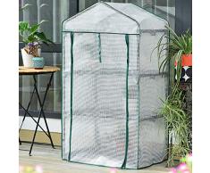 Zhuowei Folien Gewächshaus, Balkon Treibhaus Mit 4 Ablagen, Klare Folie Mit Balkon PVC-Plane Transparent Treibhaus,Terrasse Anzuchthaus Platzsparend,Weiß