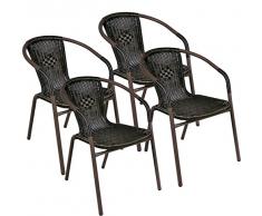 Nexos 4er Set Bistrostuhl Stapelstuhl Balkonstuhl Poly Rattan Gartenstuhl Terrasse Stuhl braun
