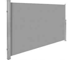 TecTake Seitenmarkise Sonnenschutz Sichtschutz Windschutz | Gehäuse und Standpfosten komplett aus Aluminium | - Diverse Farben und Größen - (Grau | 160x300cm | Nr. 401524)