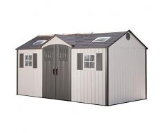 LIFETIME Kunststoffgerätehaus Gartenhaus Gartenschuppen Castle (457 x 244 x 244 cm, lichtgrau); Gerätehaus Kunststoff Gartenhaus Kunststoff inkl. Fenstern