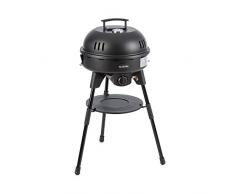 Klarstein Black Hawk BBQ Gasgrill - Leistung: 4 kW, Durchmesser: 47 cm, Temperatur: 50-400 °C, integriertes Thermometer, Grillrost aus Edelstahl, emaillierter Stahlgrillteller, Räucherschale