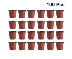 DOITOOL 100 Stück Kunststoff Pflanztöpfe Anzucht Klein Anzuchttöpfe Plastik Blumentopf 10cm Rund Kunststoff Anzuchttöpfe für Pflanzen Blumentöpfe für Sämlinge & Stecklinge (Durchmesser 90 mm)