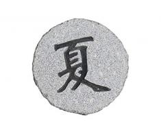 Step - Stone, Trittstein aus Granit grau mit Schriftzeichen auf der Oberseite, ca. 30-35 cm Durchmesser, ca. 4-6 cm dick,