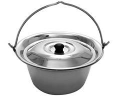 Grillplanet 9010 Gulaschkessel Edelstahl 10 Liter und Deckel, Silber