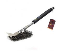 TIANTIAN 16Grillbürste mit 304 Edelstahl Spatel und Langer Griff, Perfekt Grillzubehör für Holzkohle Gas Elektro-Grill (Long)